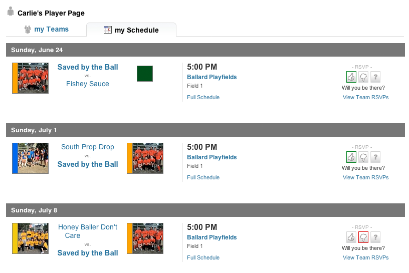 Player Page for each member