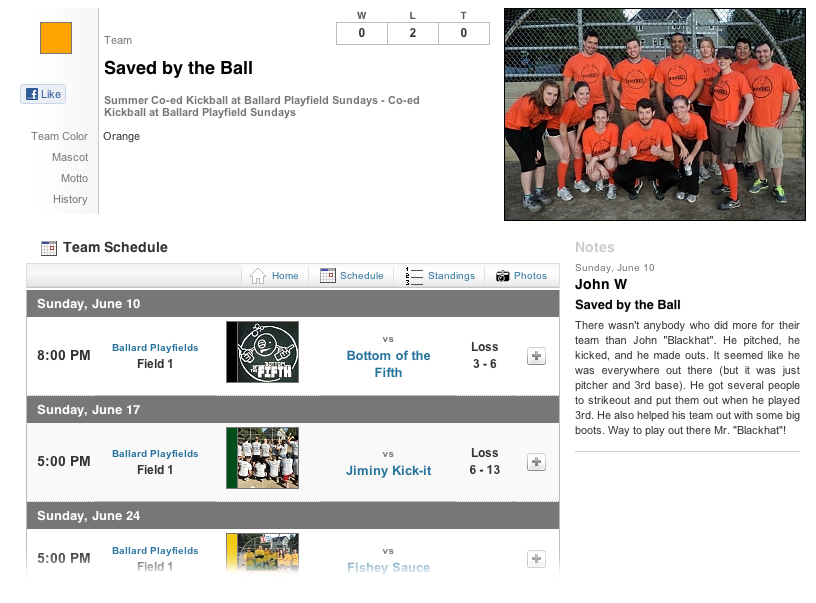 Team Page automatically created for all teams
